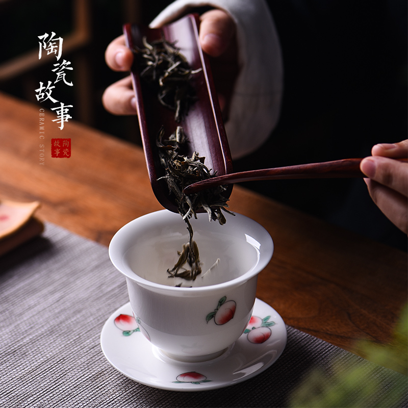 The Story of pottery and porcelain of jingdezhen porcelain tureen single three contracted kung fu tea cups to make tea bowl bowl is thin