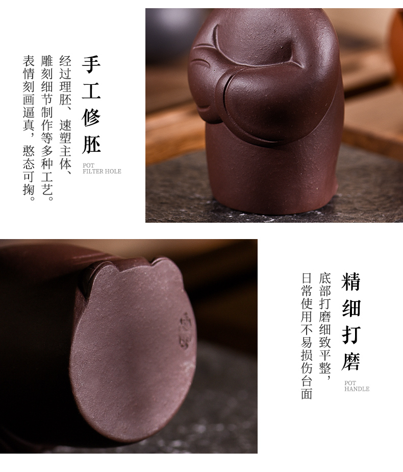 Ceramic purple Japanese story furnishing articles pet boutique tea can keep tea tea accessories play the young monk tea table decoration