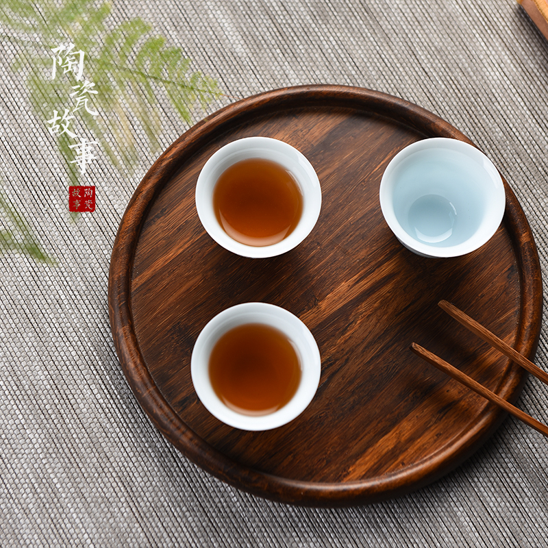 Members of the white porcelain teacup ceramic sample tea cup kung fu tea set household small waves fragrance - smelling cup single cup of tea