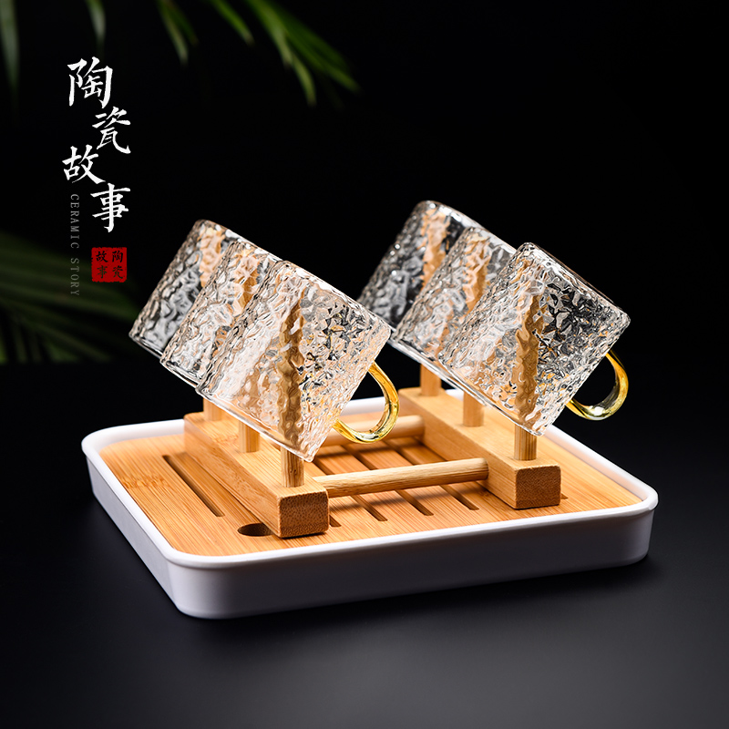 Ceramic story glass cups suit household take take beverage holder tea kungfu tea cup 6 pack sample tea cup