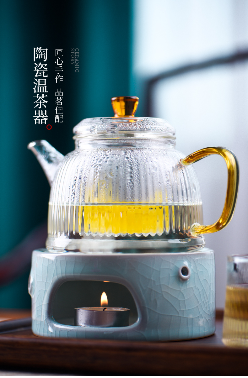 Based story Japanese warm tea exchanger with the ceramics heating insulation base flower tea sets accessories thermostatic treasure the teapot