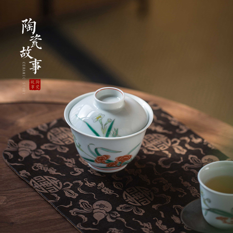 High - end checking hand - made ceramic story town tureen only three tureen single pastel refers to beauty tureen