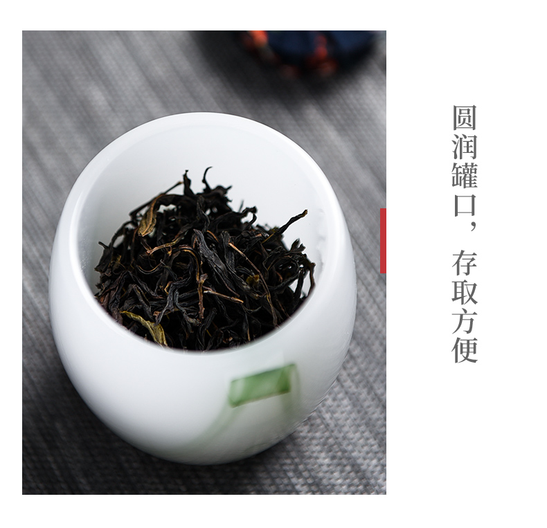 Members of the caddy fixings ceramic seal pot home pu - erh tea set suit white porcelain suet jade small POTS