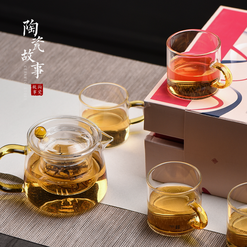 Ceramic story glass tea set home sitting room is a small set of tea sets tea cups contracted ground tea gift box package