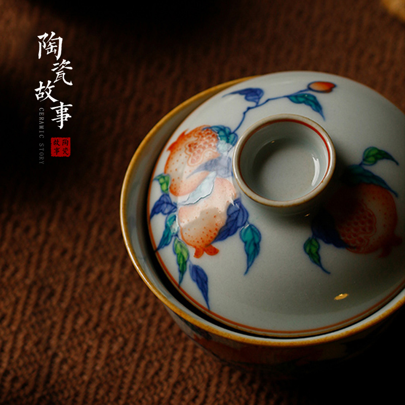 High - end checking hand - made ceramic story town tureen three tureen single bucket color pomegranate small tureen