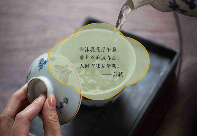 High - end checking hand - made ceramic story town tureen only three blue and white color bucket recent tureen tureen