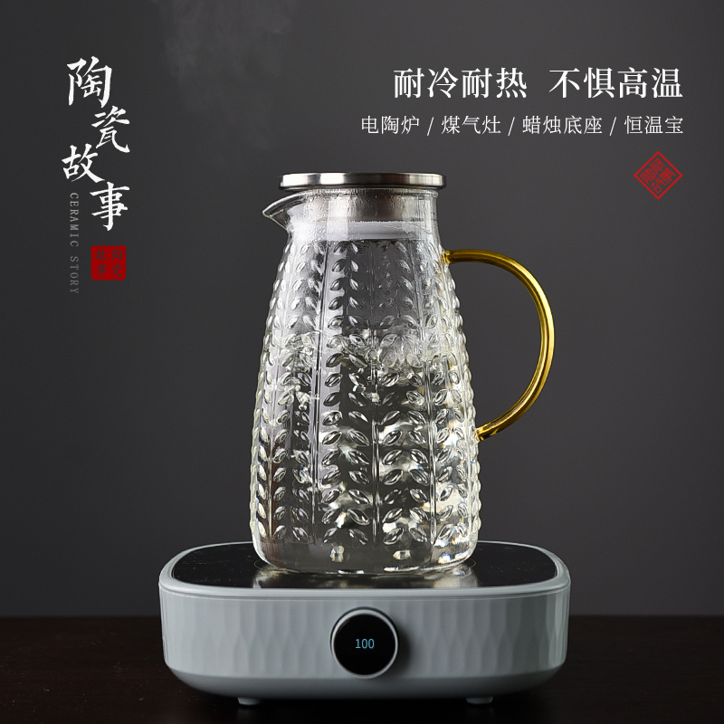 Cold water bottle glass ceramic story high - temperature household creative northern wind Cold boiled water cup large capacity suit