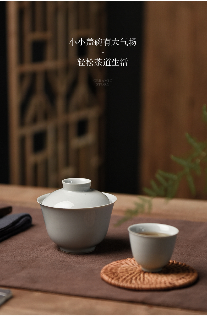 Jingdezhen ceramic tureen single story with cover three to make tea bowl of tea by hand not hot bowl of tea cups