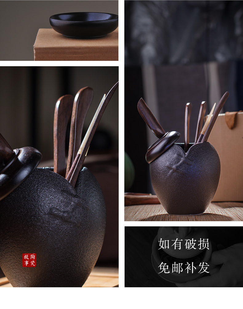 Ceramic story ebony wood make tea tea six gentleman 's kit 6 gentleman of household utensils accessories