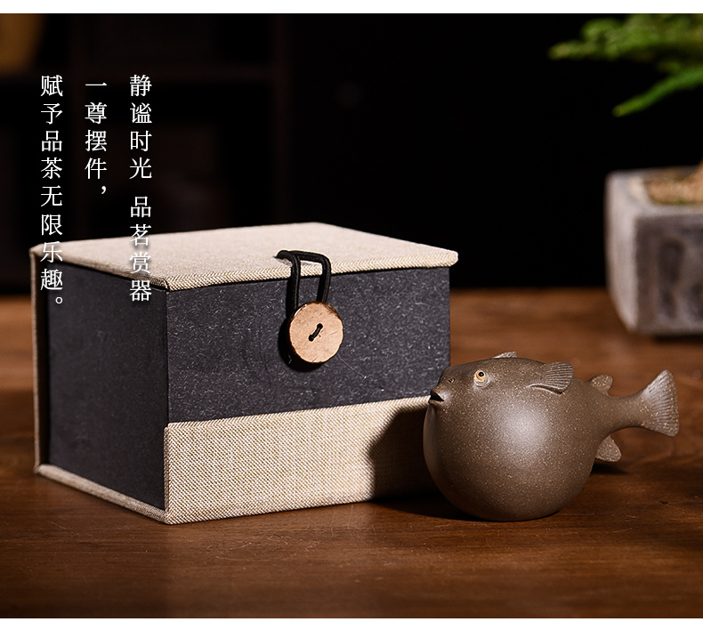 Japanese ceramic furnishing articles pet boutique story tea to keep tea tea set decoration accessories play fugu tea table decoration