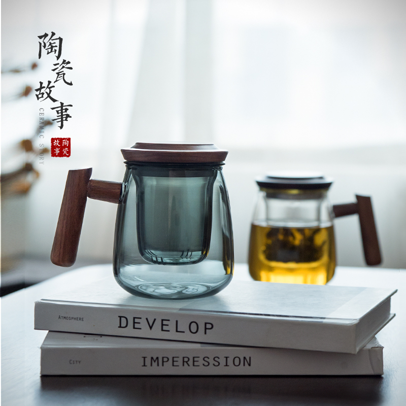 Ceramic separation story glass tea cups water cup men 's filter dedicated high - grade office tea cup