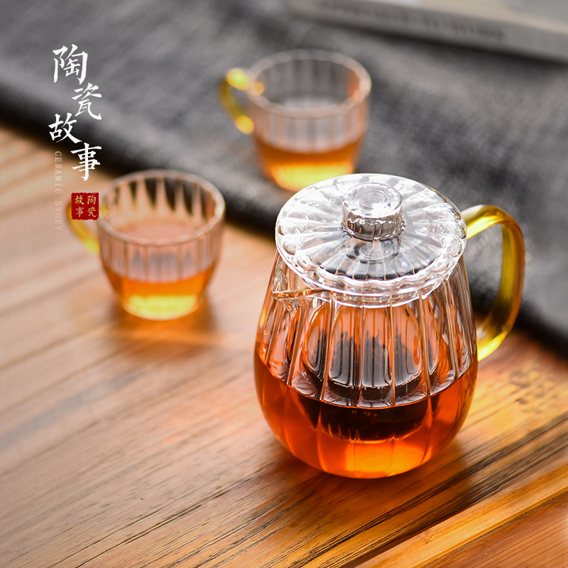 Ceramic teapot story glass tea set single pot of high temperature resistant filter cups kung fu suit household flower pot