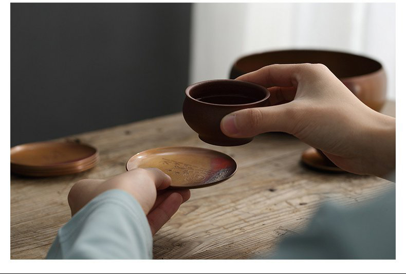 Ceramic story of pure copper mine loader silver cup mat checking retro zen Japanese cup insulation pad kung fu tea accessories