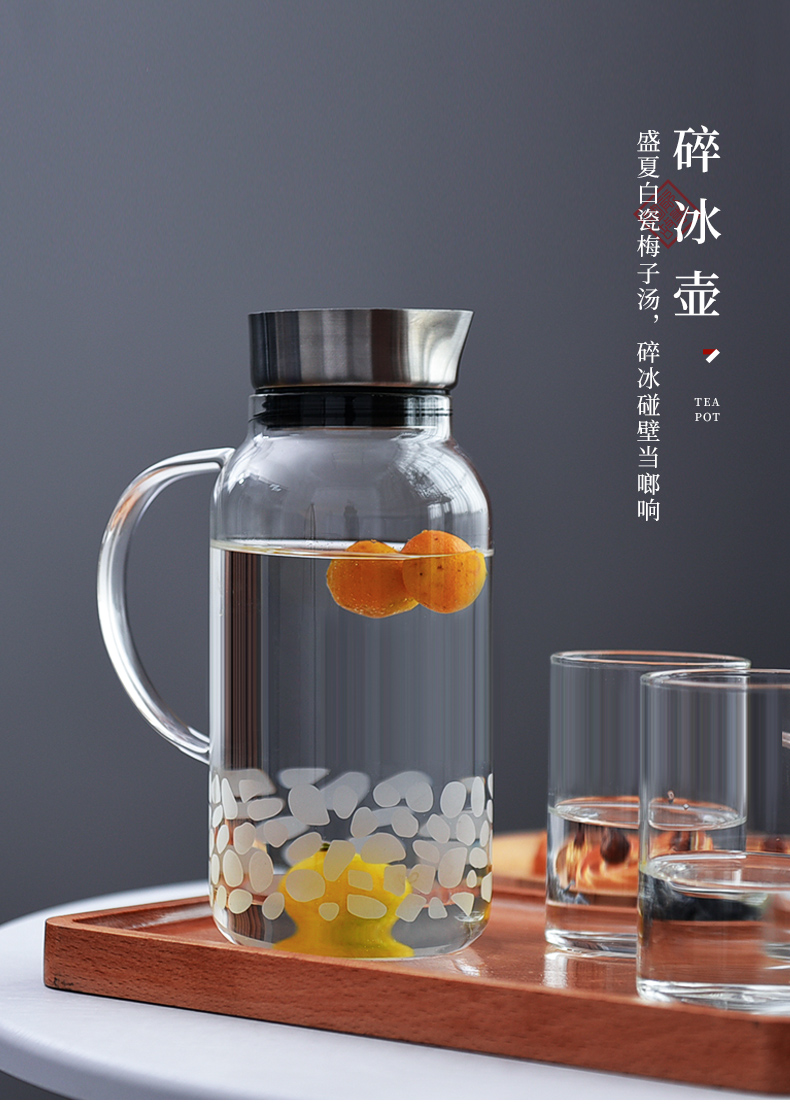 Cold water bottle glass ceramic story high temperature resistant household cool bottle Nordic creative Cold boiled water kettle cup suit