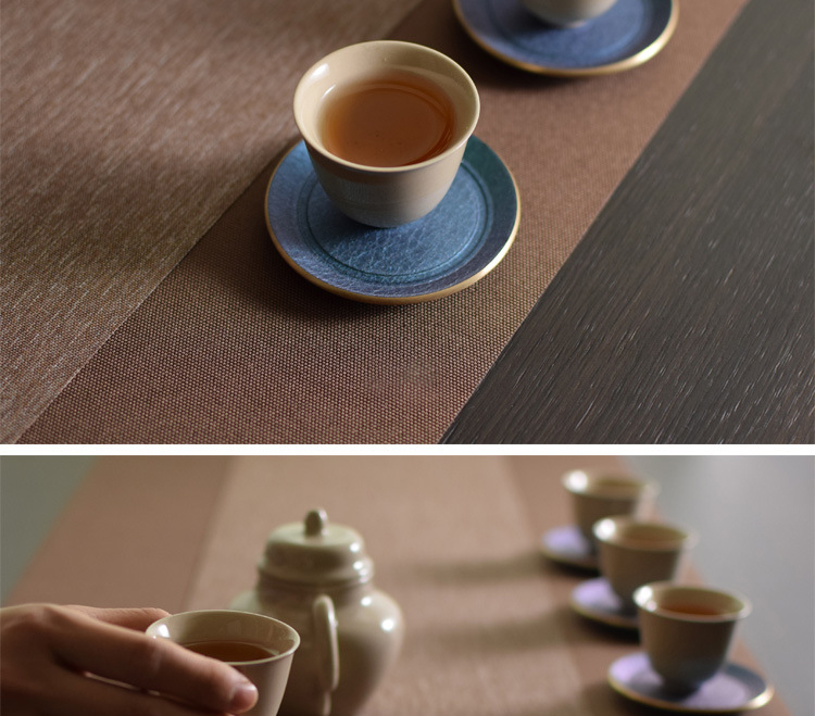 Brass color cup pad insulation pad saucer ceramic story Japanese creative kung fu tea accessories with zero