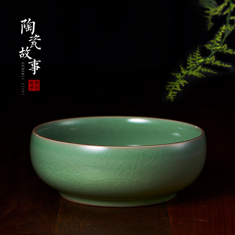 Tea wash to writing brush washer ceramic large longquan celadon wash bowl XiCha machine wash cup water wash basin of water, after the Tea accessories