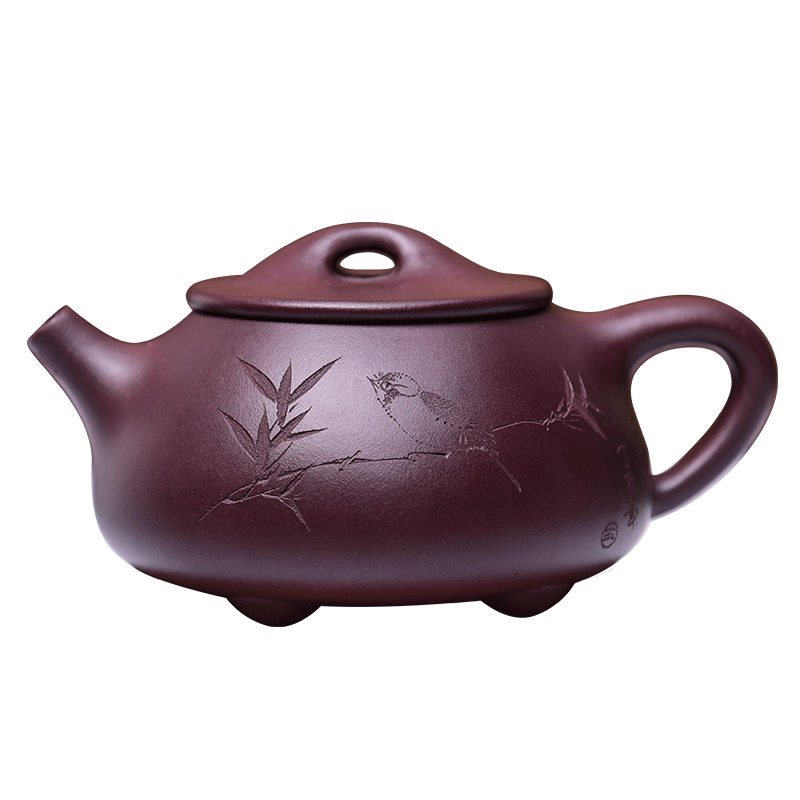 Yixing it undressed ore JingZhou purple clay stone gourd ladle pure manual teapot small household kung fu tea set