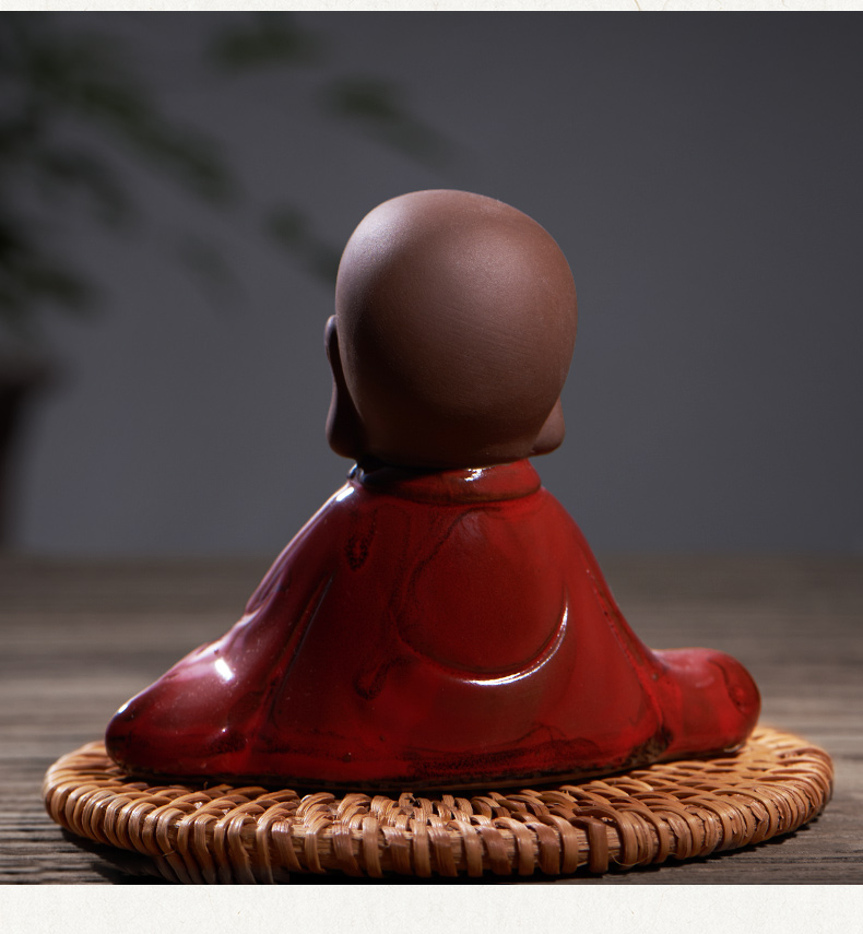 Ceramic creative young monk zen tea pet car furnishing articles coarse pottery tea for its ehrs playing manual its kung fu tea set