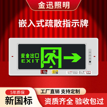 Embedded fire emergency light LED safety exit indicator Escape outage inlaid dark evacuation sign lamp