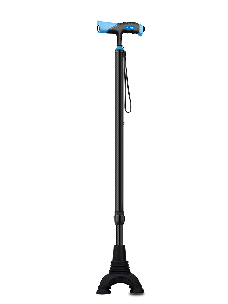 Carbon Fiber Elderly Crutches, Non-Slip, Lightweight, Four-Legged Crutches, Rubber Head Telescopic Walkers, Four-Legged Walking Sticks for the Elderly