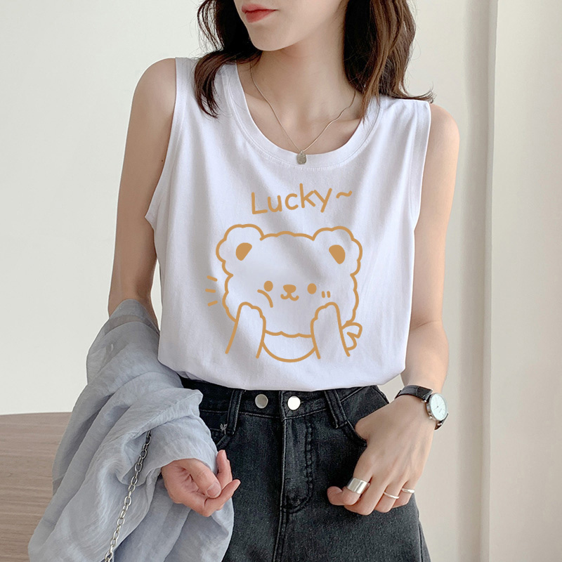 White Pure Cotton Sleeveless Plus-Size Tank Top T-Shirt for Women, Designed for Curvy Figures, Unique Style, Loose Korean Version, Slimming and Tummy-Covering Top White Pure Cotton Sleeveless Plus-Size Tank Top T-Shirt for Women, Designed for Curvy Figures, Unique Style, Loose Korean Version, Slimming and Tummy-Covering Top