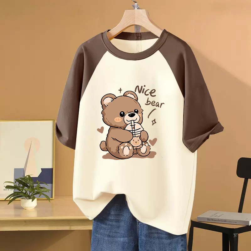 Pure Cotton Short-Sleeve T-Shirt for Women, Summer 2026 New Style, Trendy Oversized Loose Fit, Slimming Raglan Sleeve Top, Half-Sleeve Tee