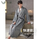 Xuanliang nightgown men's autumn and winter velvet thickened and long flannel pajamas coral velvet winter bathrobe home clothes