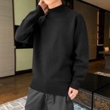 Мужской демисезонный трендовый флисовый шерстяной трикотажный свитер, высокий воротник, коллекция 2021, увеличенная толщина