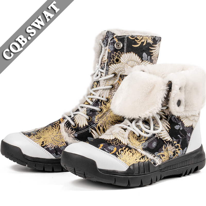 Summer plus velvety warm high cylinder country wind fairy crane hiking mountaineering boots Boots Lovers Overalls Martin boots Canvas Boots