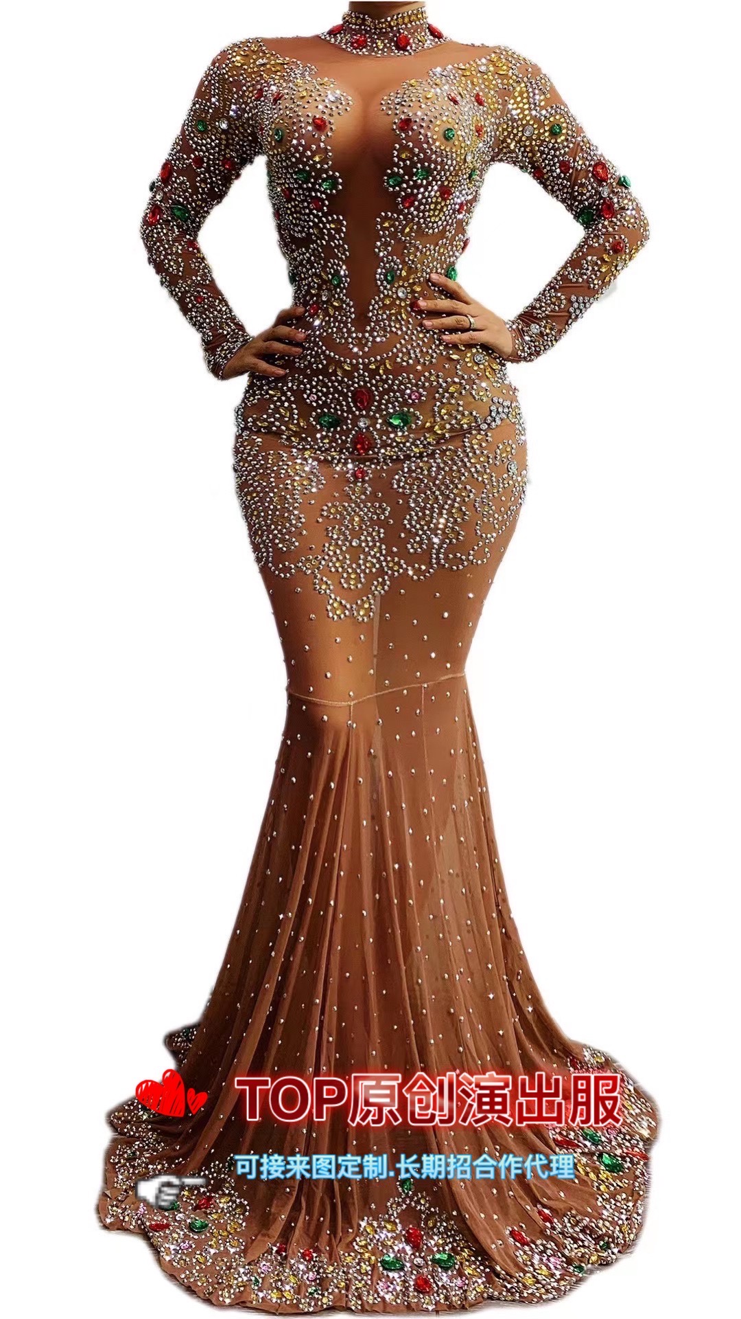 Gown long dress sexy singer presiding over big event atmospheric nightclub bar foreign gogo acting out of service