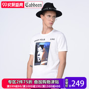 Carbine Nam Cotton Slim Casual Dệt Kim Mùa Xuân và Mùa Hè Chân Dung In Vòng Cổ Ngắn Tay Áo T-Shirt Áo Sơ Mi Thanh Niên Tide B