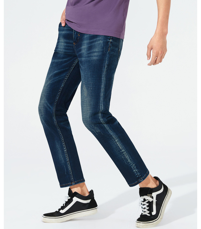 Carbine nam đơn giản mỏng eo thấp quần jeans xanh trẻ trung xuân mới đường phố thời trang đường phố S - Quần jean quần nam