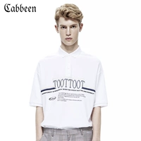 Trung tâm mua sắm cùng Cabin nam 2019 xuân hè trắng tay lửng ngắn tay áo sơ mi thêu chữ H đơn giản - Polo aso polo