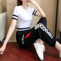Rsemnia Japanese new sports suit women thin short-sleeved drawstring pants temperament casual two-piece set tide
