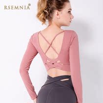 Rsemnia yoga clothing long sleeve tight quick dry short with chest pad sports top slim back fitness wear Women