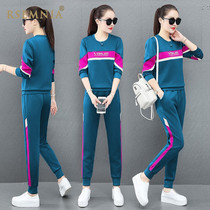 Rsemnia leisure sportswear suit women 2021 summer new Korean version of loose fashion foreign style round neck two-piece set