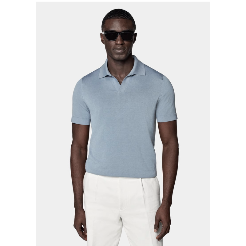 25 Spring/Summer New Arrivals Polo Shirt Cotton and Mulberry Silk Blend Men's Solid Color Short-Sleeve Men's Knitwear T-Shirt
