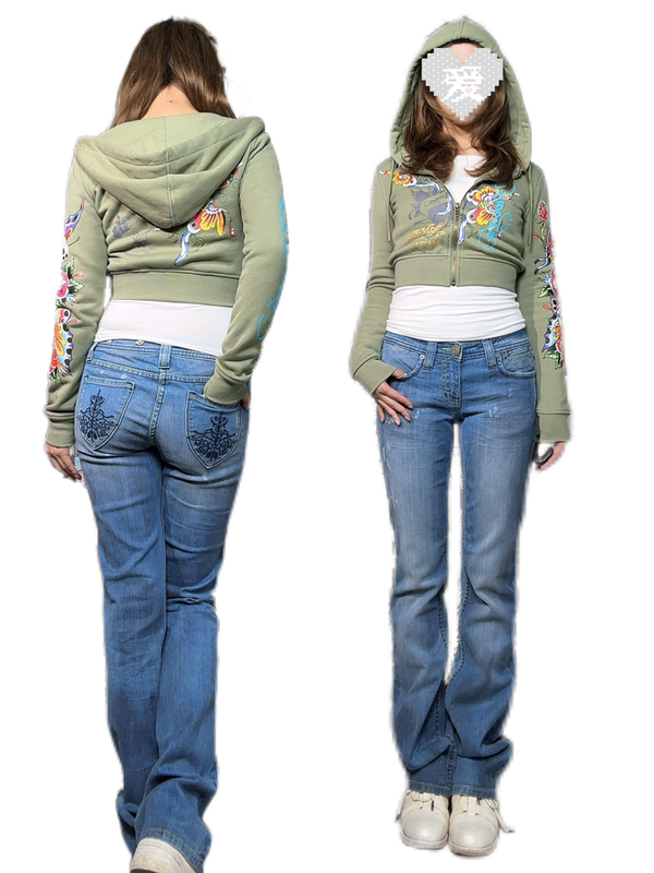 Vintage American-Style Vine-Patterned Retro Washed Dirty-Dyed Distressed Flared Slim-Fit Jeans for Women from the First Year of Export Surplus