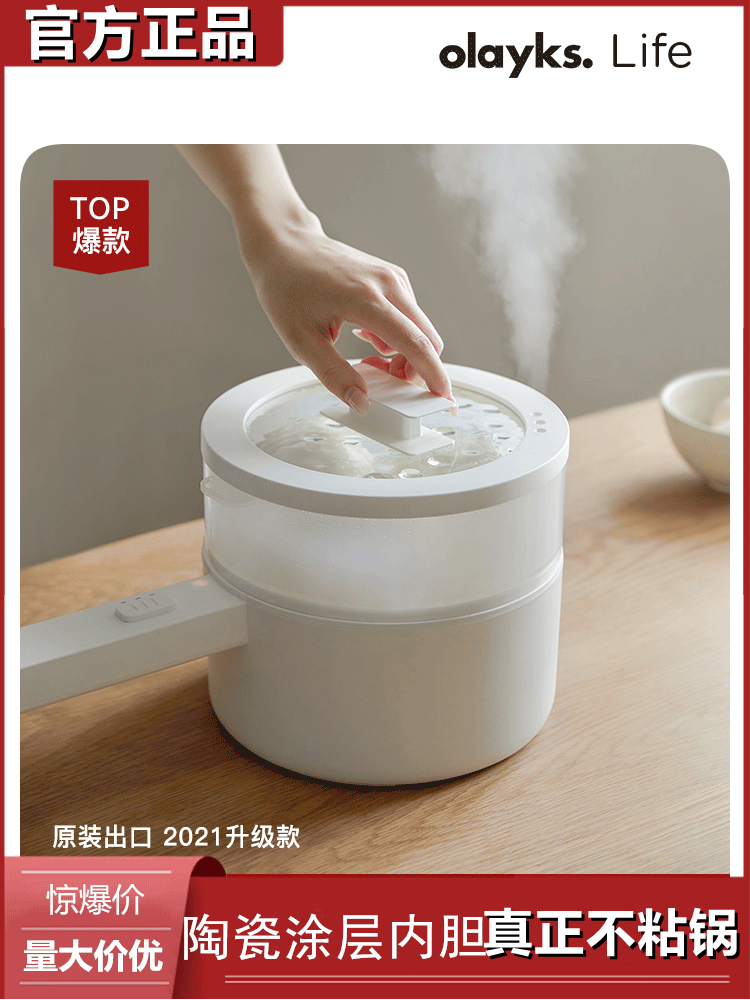 olayks fast cooking pot dormitory dormitory student cooking one pot multi-functional household cooking noodles small electric hot pot