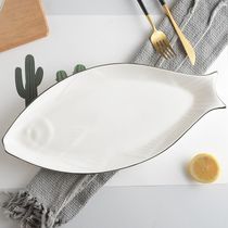 Japanese fish plate steamed fish plate fish plate home new creative Nordic commercial restaurant large rectangular