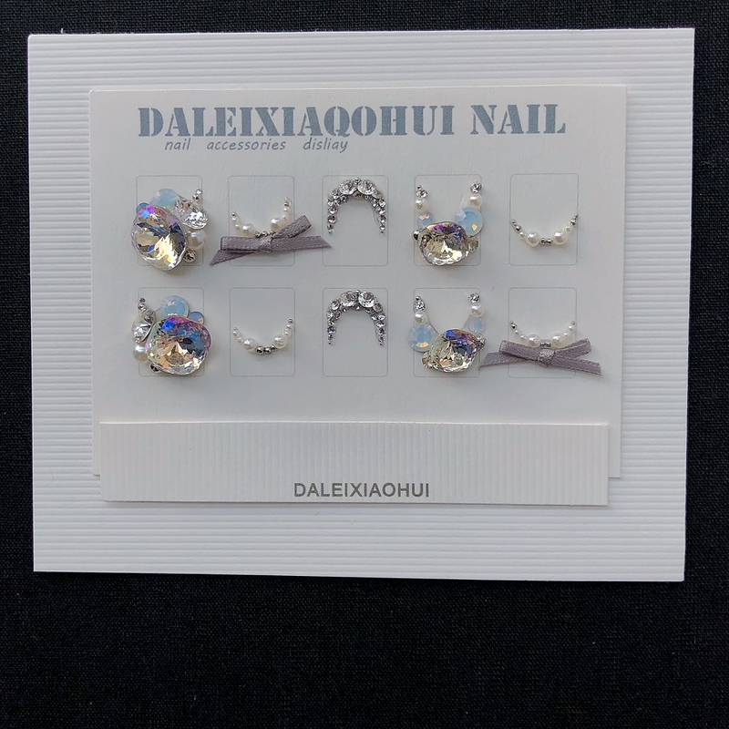 Designer Nail Art Decoration Material Kit/Internet Celebrity Gemstone Box Set with Pointed-Back Rhinestones, Pearls, and Steel Beads Combination 877