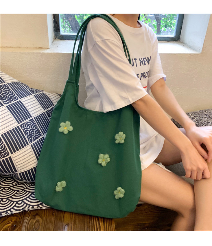 (Summer Special) ins Japanese and Korean Girls Canvas Shoulder Bag Art Academy Style Daisy Canvas Bag Tide
