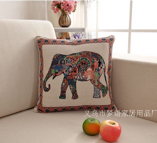 Cartoon Anime Jacquard Embroidery Pillow Owl Pillow Elephant Pillow Sofa Cushion Cotton Linen Pillow With Core