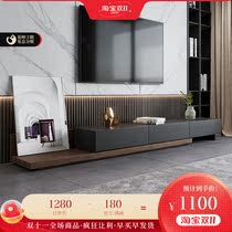 Telescopic TV cabinet Italian minimalist living room coffee table combination size apartment postmodern TV background wall cabinet set