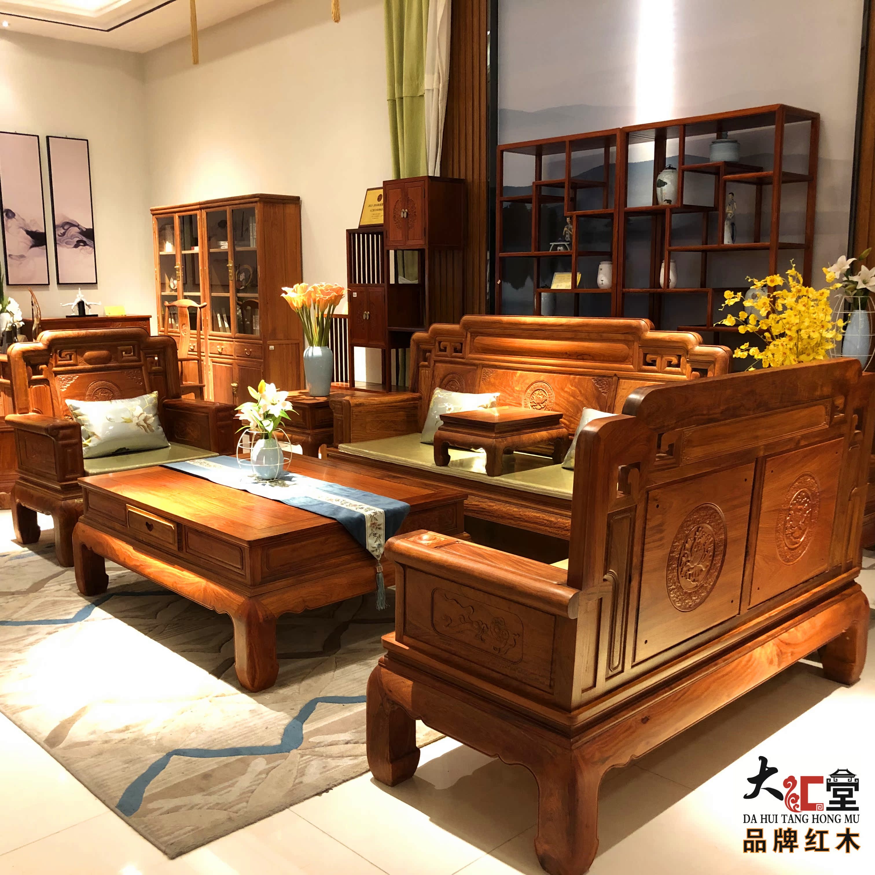 Zhongshan Shaxi Dahuitang Redwood Burmese rosewood National Color Tianxiang 123 sofa Phòng khách nội thất mới của Trung Quốc - Ghế sô pha ghế sofa băng