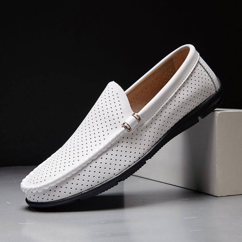 Bean Bean Shoes Men 2021 Spring Summer New Hollowed-out Holes Shoes 100 Hitch Casual Shoes Man Leather Shoes Breathable Sloppy Men Shoes