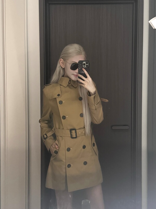 Ye Jia Nailah·【Same Style as Bai Bai】High-End Heroine Style Trench Coat Double-Breasted Lapel Top Coat for Women