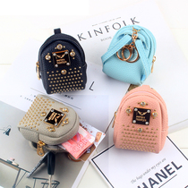 Korean cute key bag coin wallet rivet Diamond Mini small school bag car key chain pendant Lady wallet