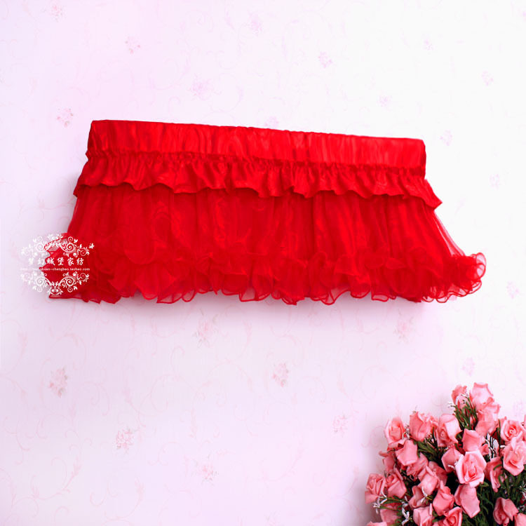 Wedding Celebration Large Red Lace Air Conditioning Hood Wall-mounted Air Conditioning Cover Air Conditioning Hood Air Conditioning Dust Cover