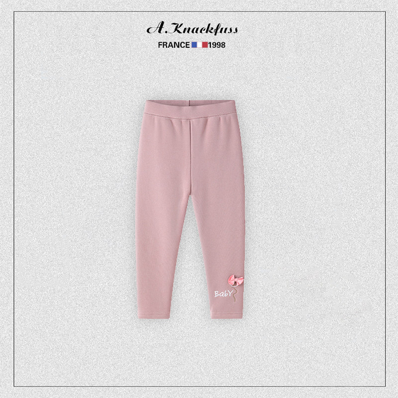 Cute butterfly knot ~ female baby plus suede inner lap pants fashion AKnackfuss girl thickened winter long pants